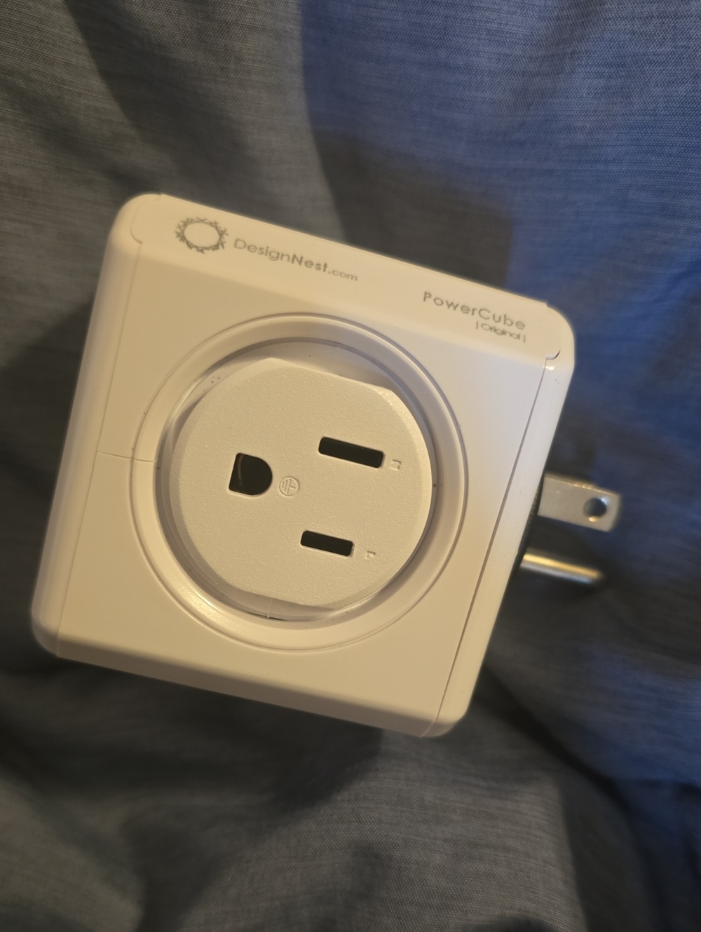 Compact Cube Shaped Adapter White Outlet Multiplier Powercube